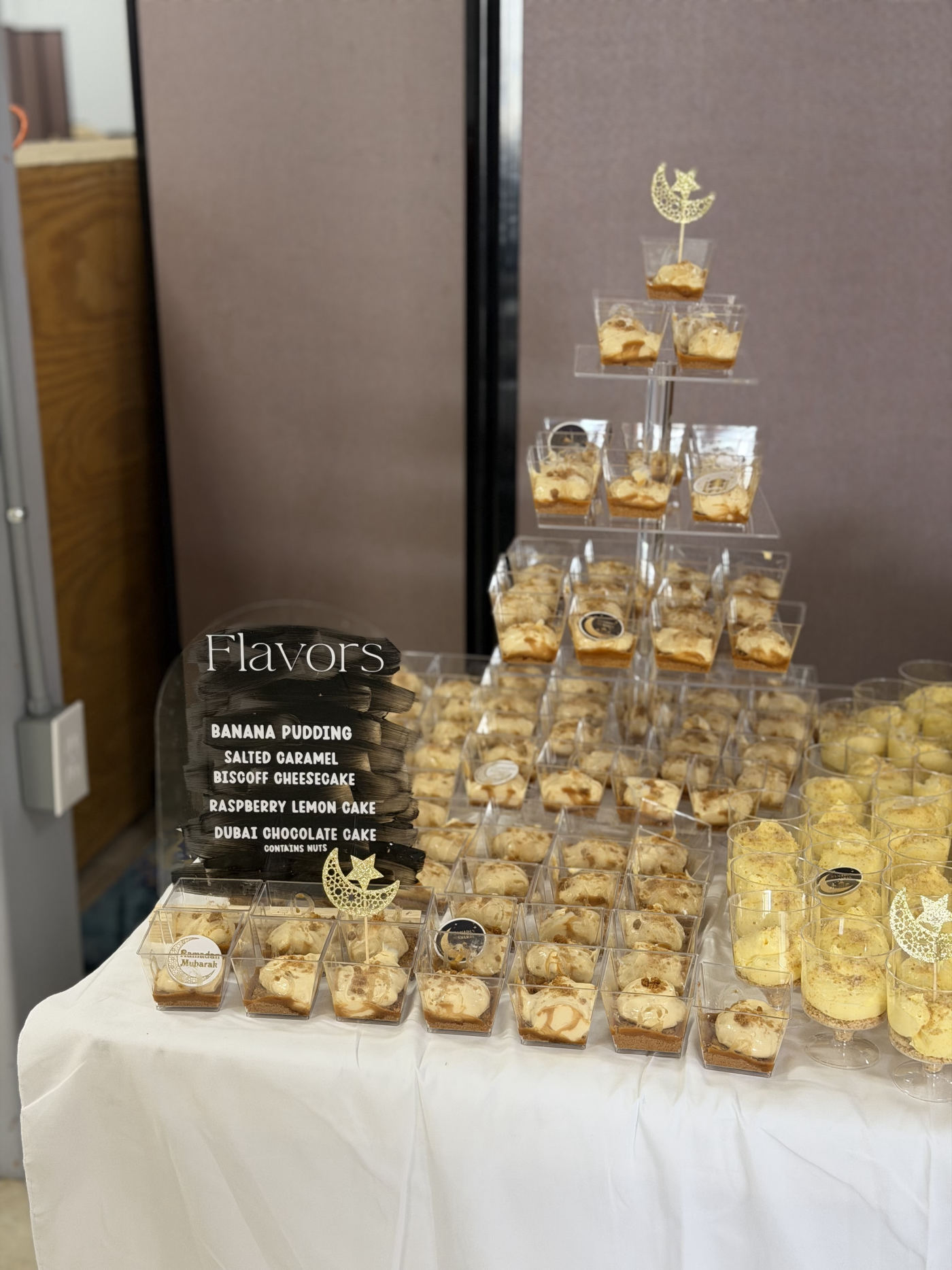 Dessert cup display catered by RizziBakes
