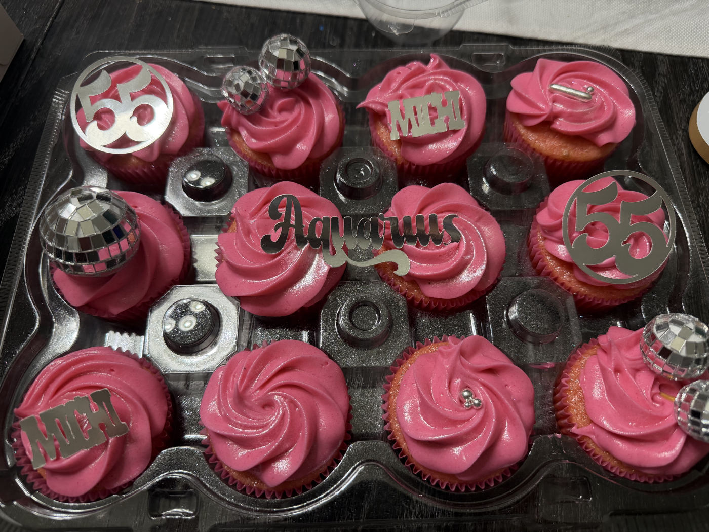 Custom disco-themed birthday cupcakes by RizziBakes