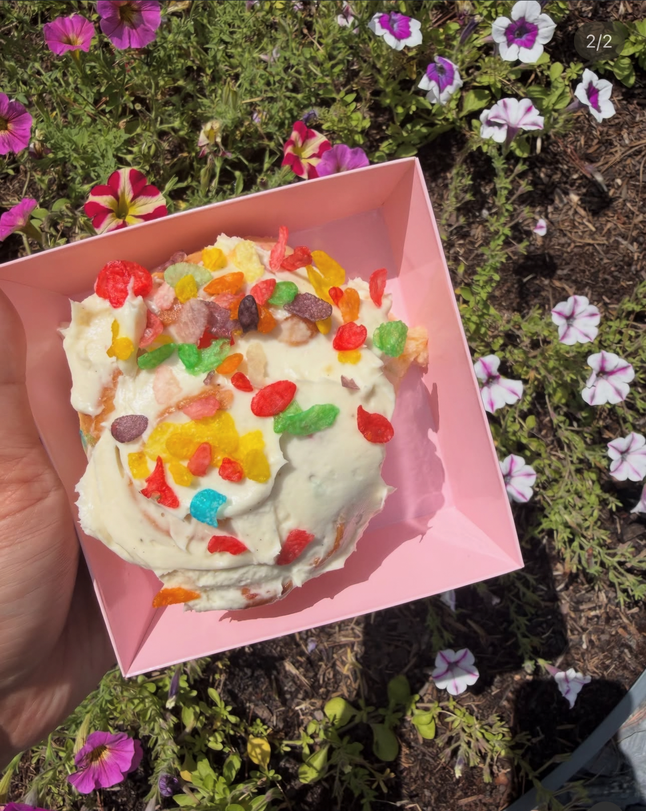Fruity Pebbles frosted cinnamon roll by RizziBakes